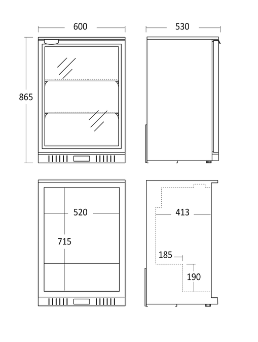 Professionele 1 deurs backbar koelkast Scancool  SC 141 HE
