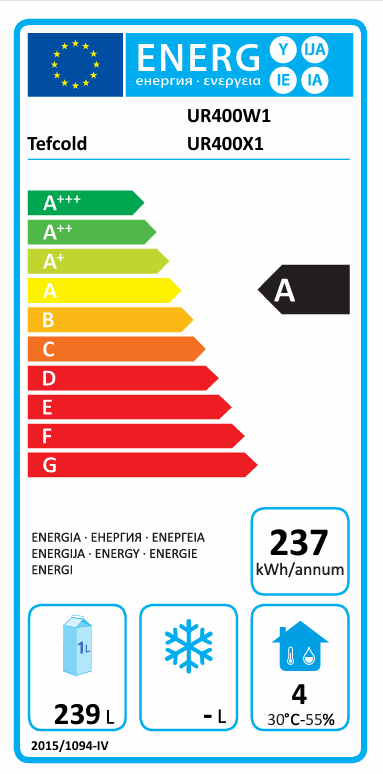 Tefcold Professionele koelkast UR 400 W1  