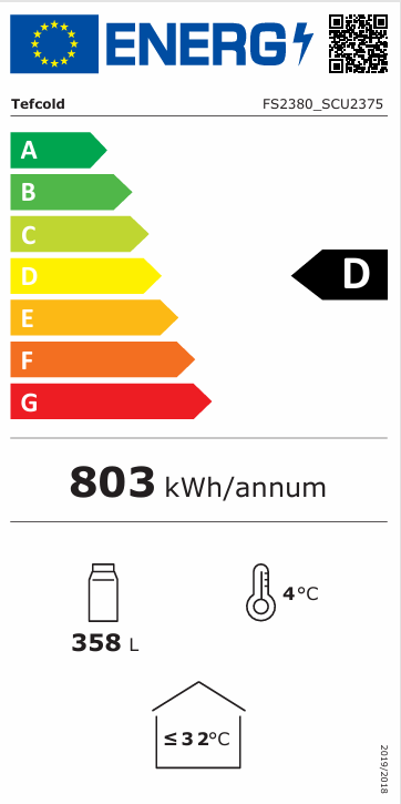 Tefcold drankenkoeler met glasdeur SCU 2375