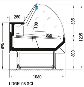 JBG geforceerde koeltoonbank Grazia LDGR-08-H MODULE 2500
