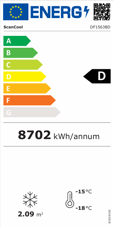 Scancool vrieskast met glazen draaideur DF 1563 BD
