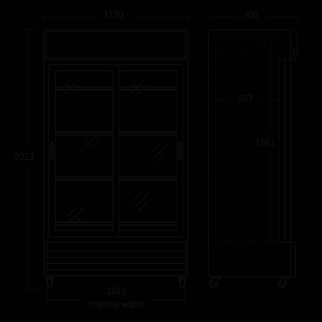Scancool koelkast met glazen shuifdeuren SD 1002 BSLE