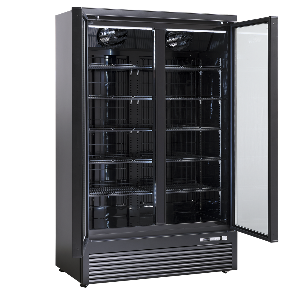 Scancool dubbeldeurs koelkast met glas zwart DC 1080 BB