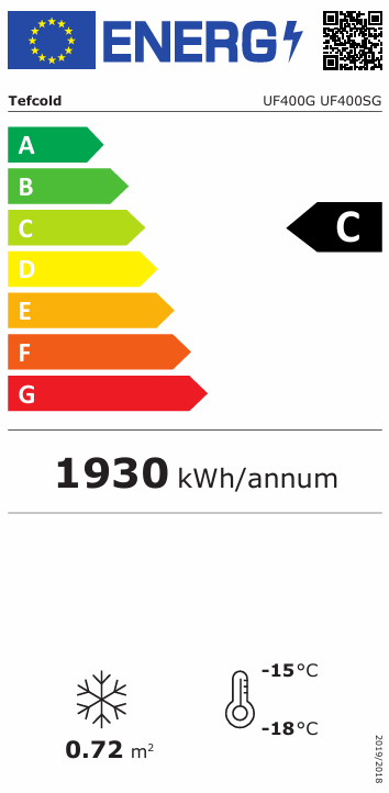 Tefcold Professionele vrieskast UF 400 G met glasdeur  