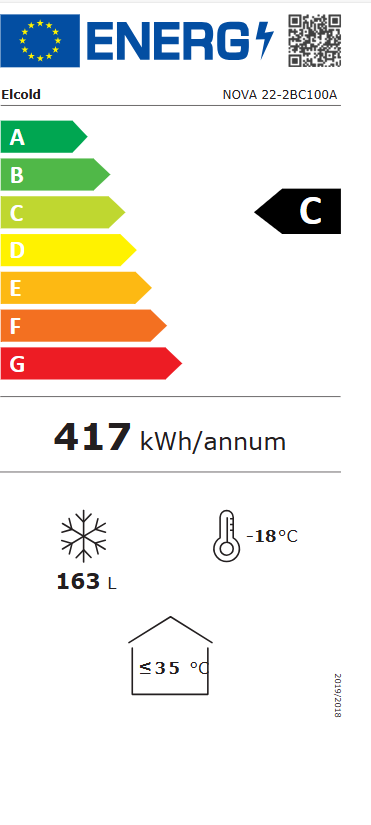 Elcold bewaarder met glazen schuifdeksels NOVA 22