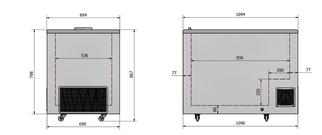 Elcold bewaarder met glazen schuifdeksels NOVA 35