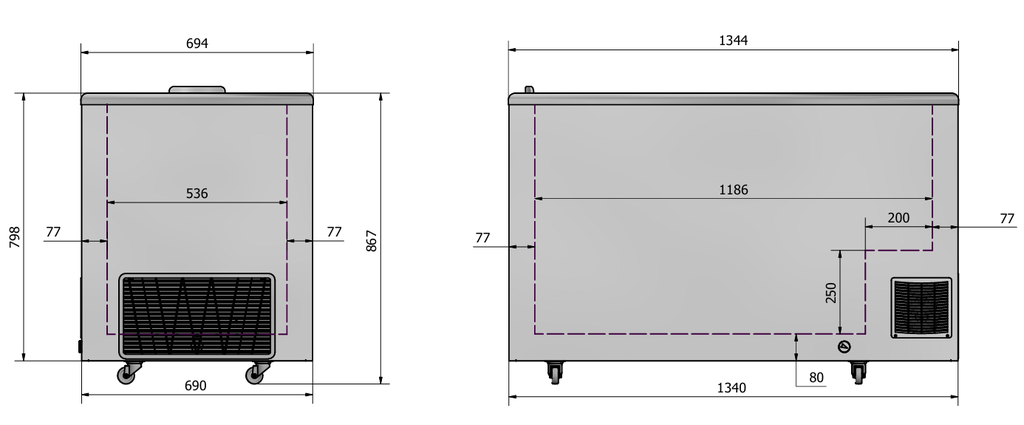 Elcold bewaarder met glazen schuifdeksels NOVA 45