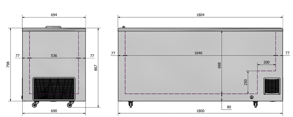 Elcold bewaarder met geïsoleerde schuifdeksels CUBE 61
