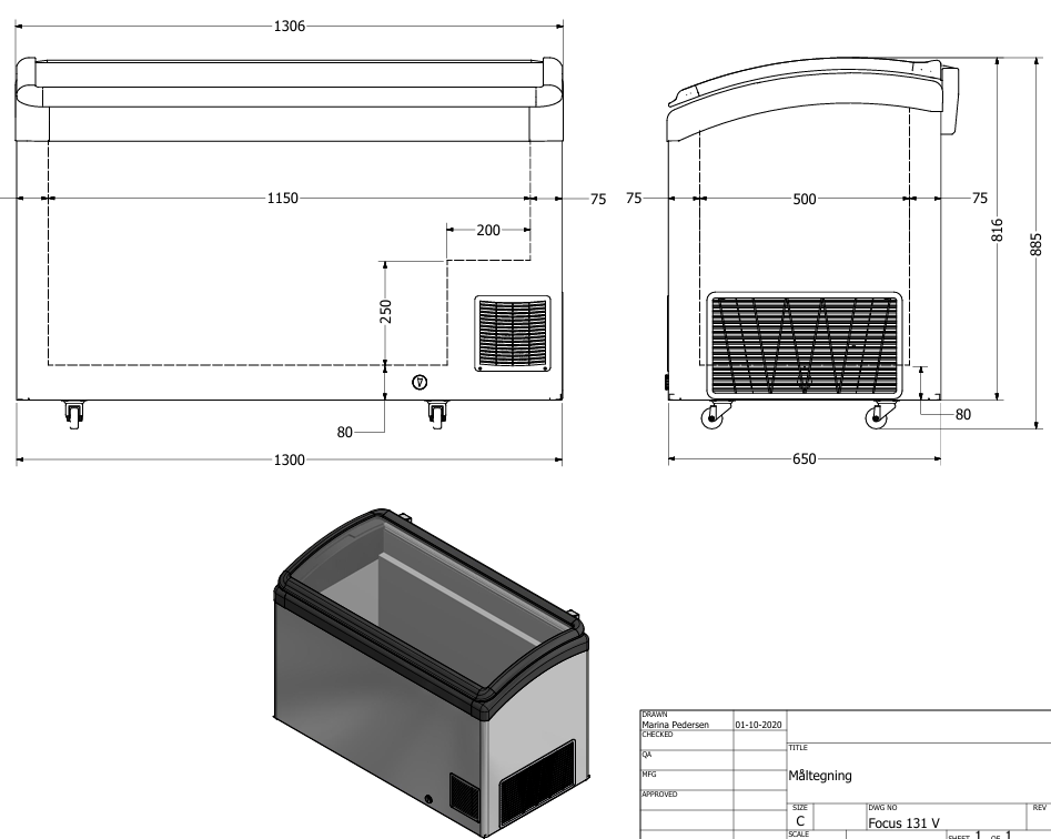 Elcold Bewaarders voor roomijs en diepvriesproducten met gebogen glazen schuifdeksels FOCUS 131 V