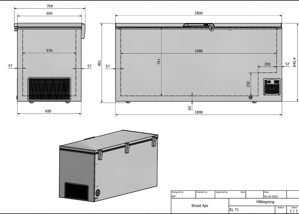 Elcold professionele diepvrieskist EL 71