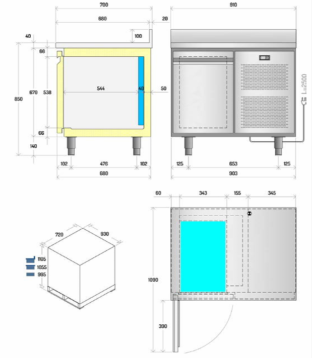 Koelwerkbank 1deurs Ilsa TNMG1V2510