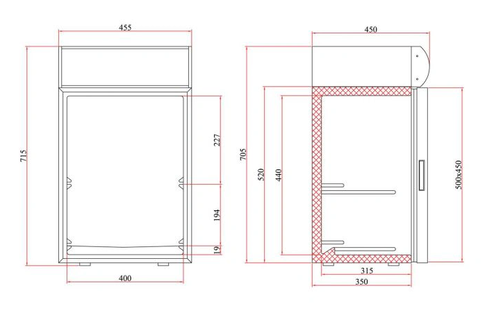 Tefcold Display koelkast met glasdeur FS 60 CP