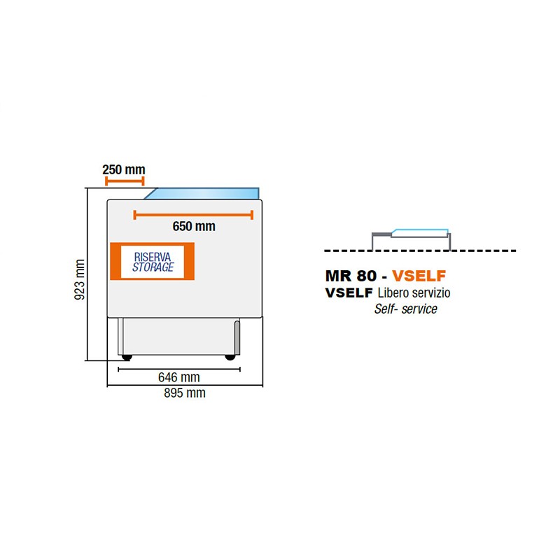Tecnodom koeltoonbank met rechte kantelruiten MR80-150VD