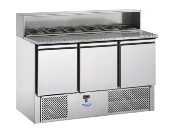 Tecnodom gekoelde werkbank met ingebouwde saladette P-SLV 03 AI