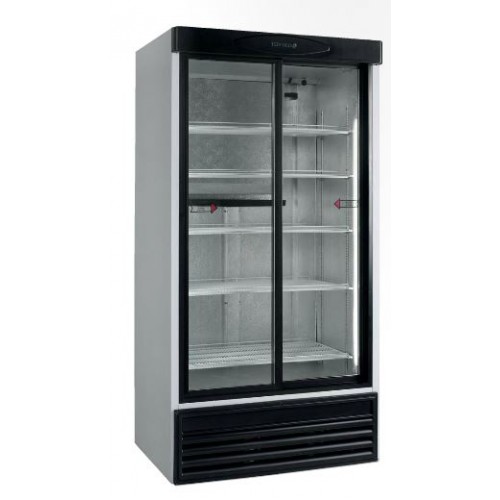 [1186] Dancold dubbeldeurs koelkast met glazen schuifdeuren FS 1002 S ZWART