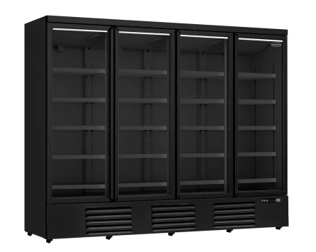 [37224] Koelkast 4 glasdeuren zwart jde-202