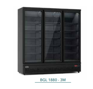 [BGL1880-3M] Dancold Koelkast 3 glasdeuren zwart BGL 1880-3m