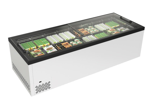 Framec diepvrieseiland met glazen schuifdeksels OASI 250 MD