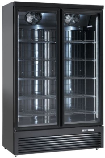 [DC1080BB] Scancool dubbeldeurs koelkast met glas zwart DC 1080 BB