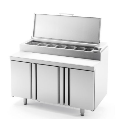 [4274] Infrico Pizza werkbank met ingebouwde saladette MEV 1500