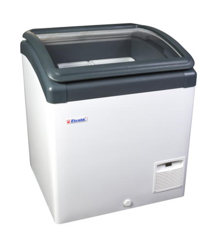 [1960] Elcold Bewaarders voor roomijs en diepvriesproducten met gebogen glazen schuifdeksels FOCUS 73